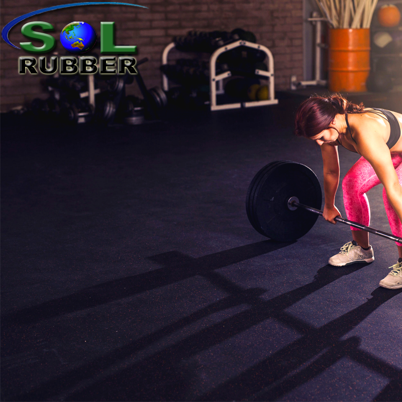 12mm High Impact Fitness Black Rubber Gym Flooring Rolls
