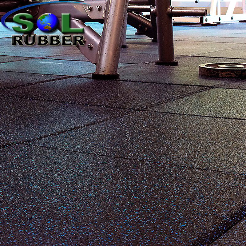 15mm Solid Quality Black with 10% EPDM Flecks Rubber Gym Tile