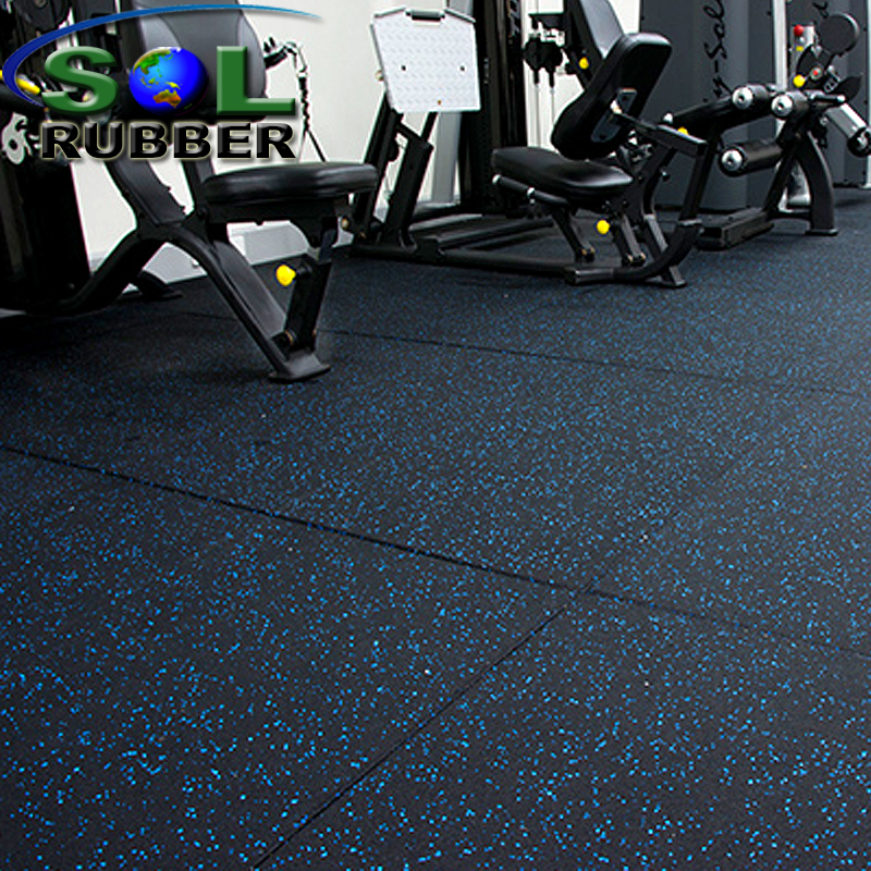 15mm Solid Quality Black with 10% EPDM Flecks Rubber Gym Tile