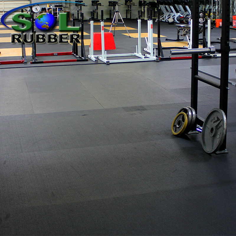 12mm High Impact Fitness Black Rubber Gym Flooring Rolls