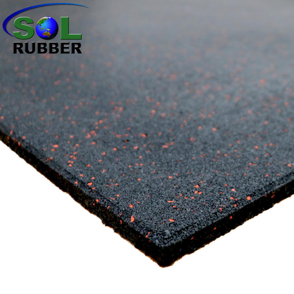 15mm Double Layer Black with 10% EPDM Flecks Rubber Gym Tiles
