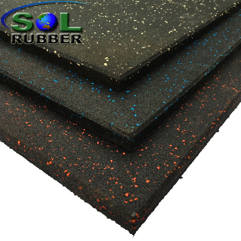 15mm Double Layer Black with 10% EPDM Flecks Rubber Gym Tiles