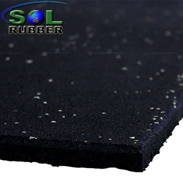 15mm Double Layer Black with 10% EPDM Flecks Rubber Gym Tiles