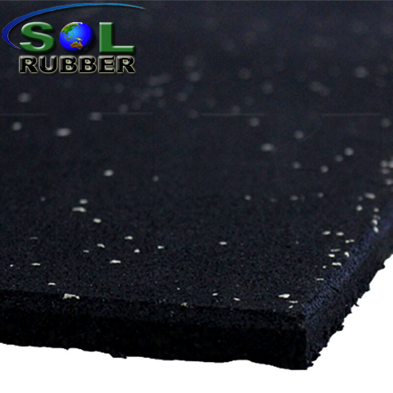 15mm Double Layer Black with 10% EPDM Flecks Rubber Gym Tiles