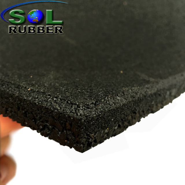 15mm All Black Double Layer Home Fitness Rubber Gym Tile