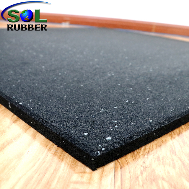 15mm Solid Quality Black with 10% EPDM Flecks Rubber Gym Tile